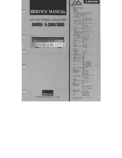 Sansui G-2000 Service manual for Sansui G-2000 / 3000 receiver-amplifier